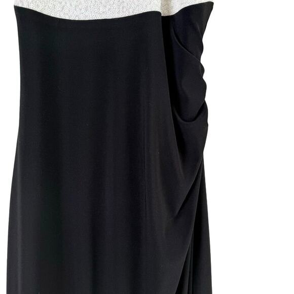 Lauren Ralph Lauren Sequin Bodice Cutout Back Formal Gown Black White, Size 0P - Picture 5 of 11